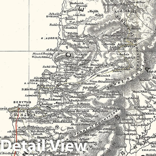 Historic Map : Kiepert Map of Lebanon, 1856, Vintage Wall Art