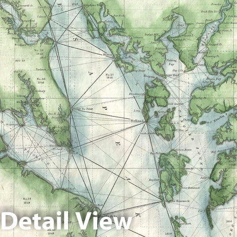 Historic Map : U.S. Coast Survey Chart or Map of The Chesapeake Bay, 1859, Vintage Wall Art