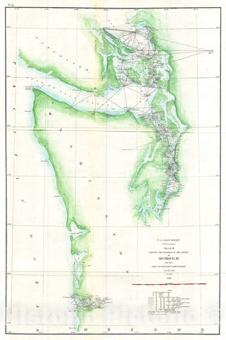 Historic Map : U.S. Coast Survey Map of The Puget Sound and Washington Coast, 1859, Vintage Wall Art