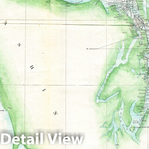 Historic Map : U.S. Coast Survey Map of The Puget Sound and Washington Coast, 1859, Vintage Wall Art