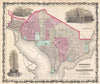 Historic Map : Johnson Map of Washington D.C. and Georgetown , 1861, Vintage Wall Art