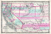 Historic Map : Johnson Map of California, Nevada, Utah, Colorado, New Mexico and Arizona, 1862, Vintage Wall Art