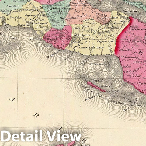 Historic Map : Johnson Map of Cuba and Porto Rico, 1862, Vintage Wall Art