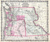 Historic Map : Johnson Map of Washington anArtegon wIdaho , 1862, Vintage Wall Art