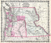 Historic Map : Johnson Map of Washington anArtegon wIdaho , 1862, Vintage Wall Art