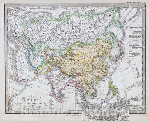 Historic Map : Perthes Map of Asia , 1862, Vintage Wall Art