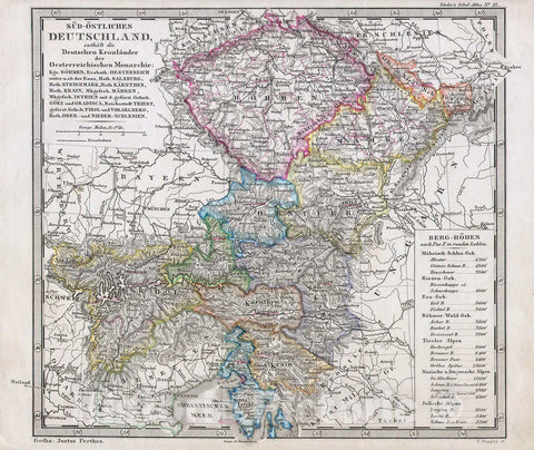 Historic Map : Perthes Map of Bohemia and Austria, 1862, Vintage Wall Art