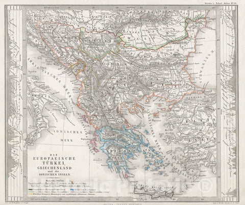 Historic Map : Perthes Map of Greece and The Balkans , 1862, Vintage Wall Art