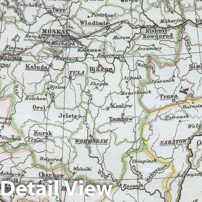 Historic Map : Perthes Map of Russia , 1862, Vintage Wall Art