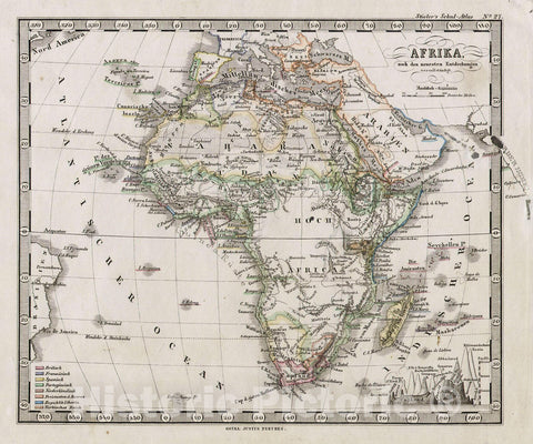 Historic Map : Stieler Map of Africa , 1862, Vintage Wall Art