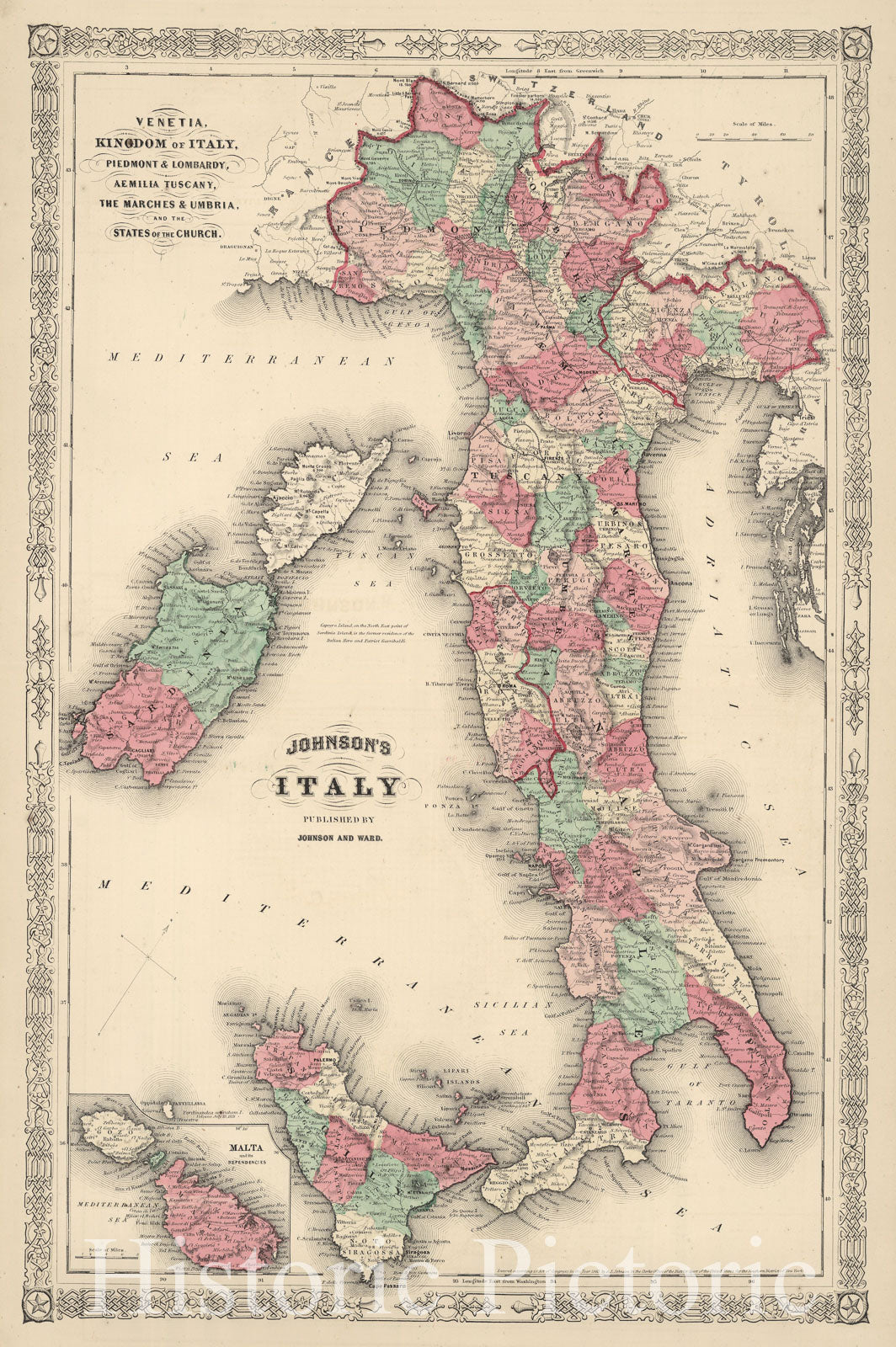 Historic Map Johnson Map Of Italy 1864 Vintage Wall Art Historic historic-map-johnson-map-of-italy-1864-vintage-wall-art-historic