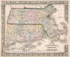 Historic Map : Mitchell Map of Massachusetts, Connecticut and Rhode Island , 1864, Vintage Wall Art