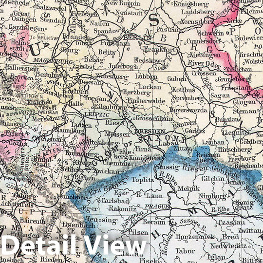 Historic Map : Mitchell Map of Prussia and Germany, 1864, Vintage Wall Art