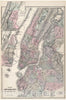 Historic Map : Colton Map of New York City (Manhattan, Brooklyn, Long Island City), 1865, Vintage Wall Art