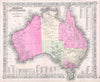 Historic Map : Johnson Map of Australia , Version 2, 1865, Vintage Wall Art