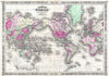 Historic Map : Johnson Map of The World on Mercator Projection, Version 2, 1865, Vintage Wall Art