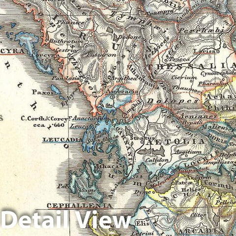 Historic Map : Spruner Map of Greece, Macedonia and Thrace Before The Peloponnesian War, 1865, Vintage Wall Art