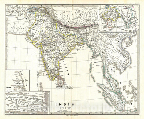 Historic Map : Spruner Map of India and Southeast Asia , 1865, Vintage Wall Art