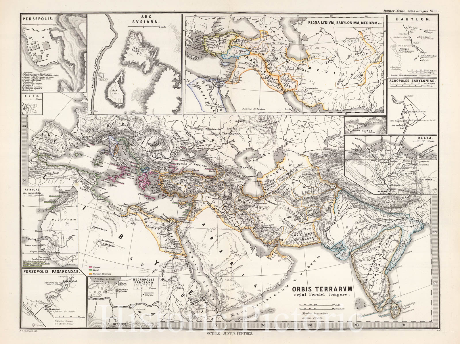 Historic Map : Spruner Map of The World Under The Persian Empire, 1865, Vintage Wall Art