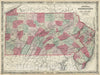 Historic Map : Johnson Map of Pennsylvania and New Jersey, 1866, Vintage Wall Art