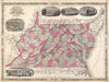 Historic Map : Johnson Map of Virginia, West Virginia, Maryland and Delaware, 1866, Vintage Wall Art