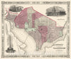 Historic Map : Johnson Map of Washington D.C. , 1866, Vintage Wall Art