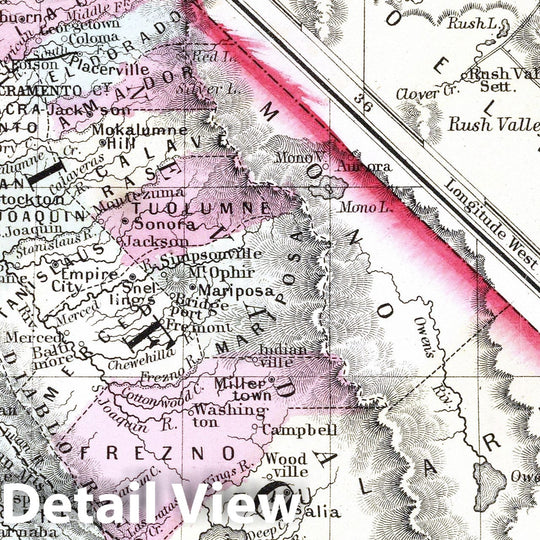 Historic Map : Mitchell Map of California, 1866, Vintage Wall Art