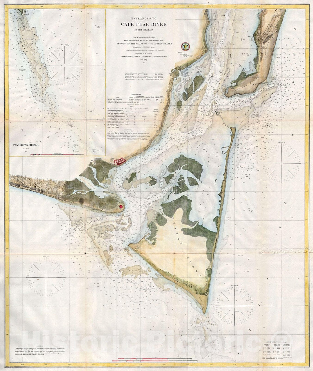 Historic Map : U.S.C.S. Map of Cape Fear and Vicinity, North Carolina, Version 2, 1866, Vintage Wall Art