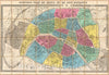 Historic Map : Ledot Pocket Map of Paris, France, 1867, Vintage Wall Art