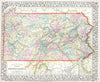 Historic Map : Mitchell Map of Pennsylvania , 1867, Vintage Wall Art