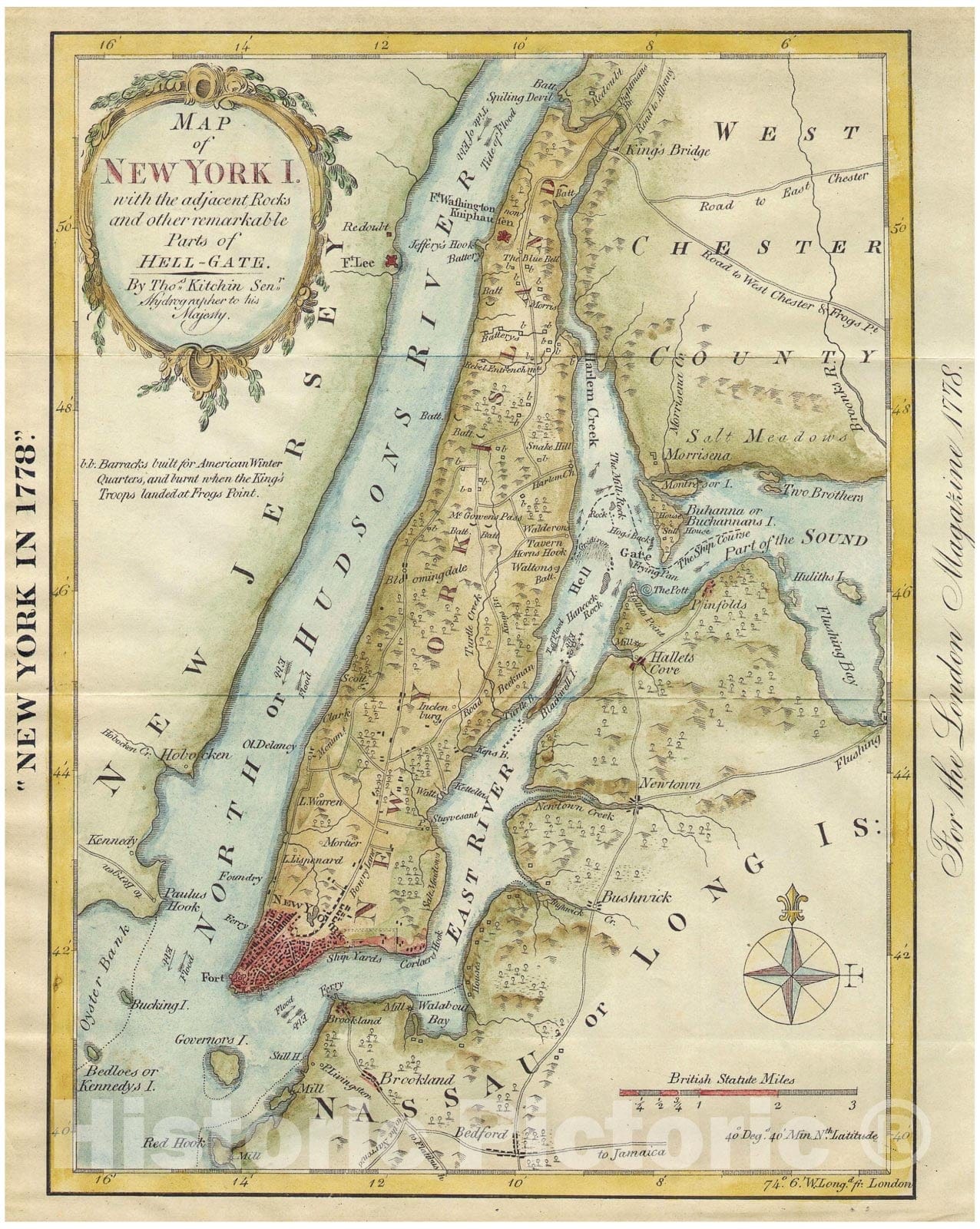Historic Map : Kitchen, Shannon Map of New York City, 1869, Vintage Wall Art