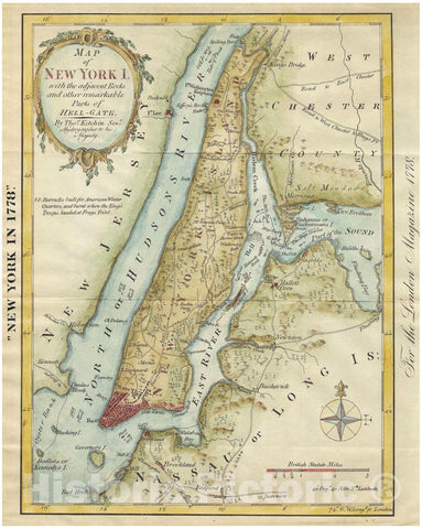 Historic Map : Kitchen, Shannon Map of New York City, 1869, Vintage Wall Art