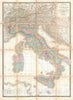 Historic Map : Brue and Levasseur Pocket Map of Italy , 1870, Vintage Wall Art