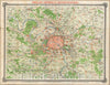 Historic Map : Erhard Map of Paris and Vicinity, France, 1870, Vintage Wall Art