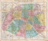 Historic Map : Hachette Pocket Map of Paris, France , 1870, Vintage Wall Art