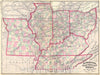 Historic Map : Asher Adams Map of The Midwest (Ohio, Indiana, Illinois, Missouri, Kentucky), 1873, Vintage Wall Art