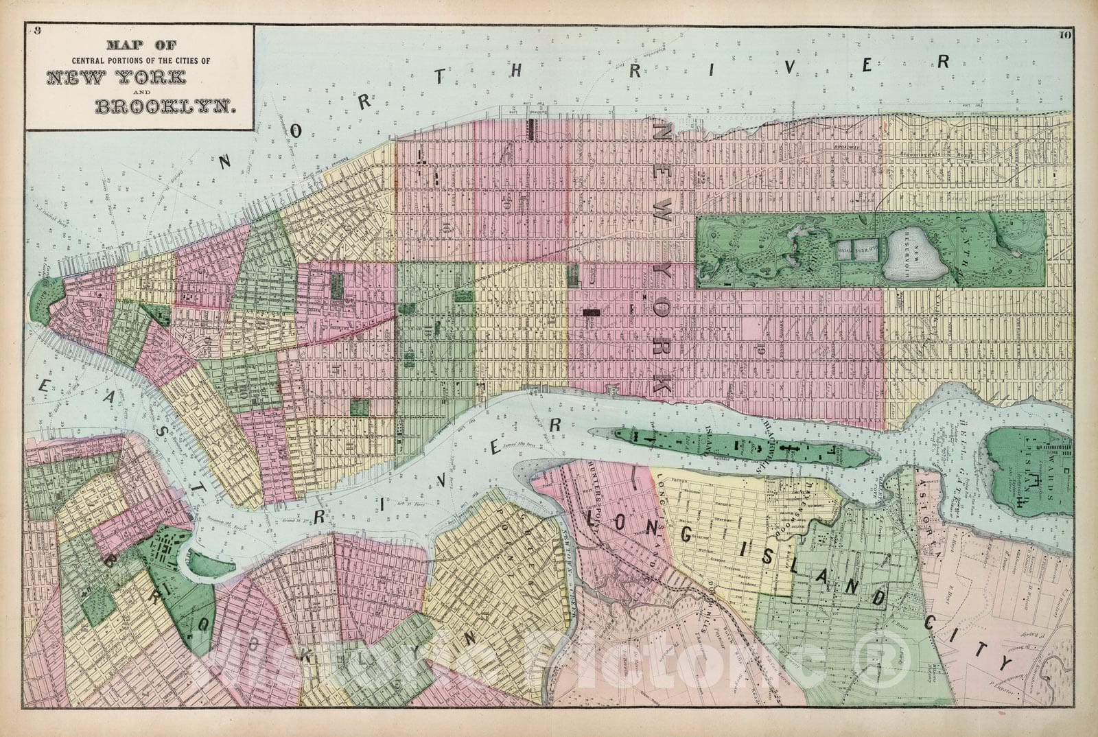 Historic Map : Beers Map of New York City, 1873, Vintage Wall Art