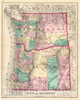 Historic Map : Gray Map of Washington anArtegon, 1875, Vintage Wall Art