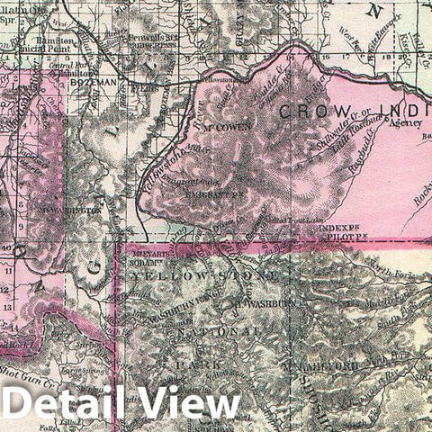 Historic Map : Bradley Map of Montana, Wyoming and Idaho, 1884, Vintage Wall Art