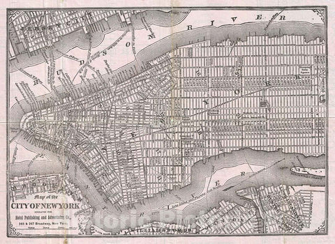 Historic Map : Hotel and Theater Advertising Map of New York City, 1886, Vintage Wall Art