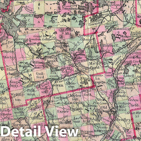 Historic Map : Colton Map of Maine, Version 2, 1894, Vintage Wall Art