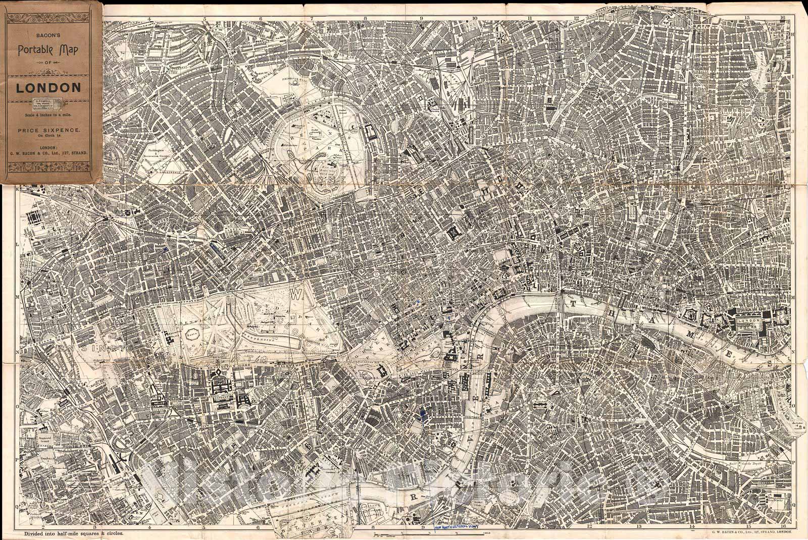 Historic Map : Bacon Pocket Plan or Map of London, 1899, Vintage Wall Art