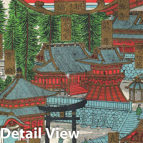 Historic Map : Japanese View and Map of Nikko, Japan, 1901, Vintage Wall Art