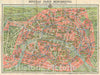 Historic Map : Paris France w Monuments by A. Leconte, 1928, Vintage Wall Art