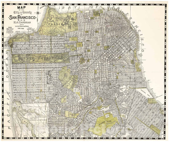 Historic Map : Candrain Map of San Francisco, California, 1932, Vintage Wall Art