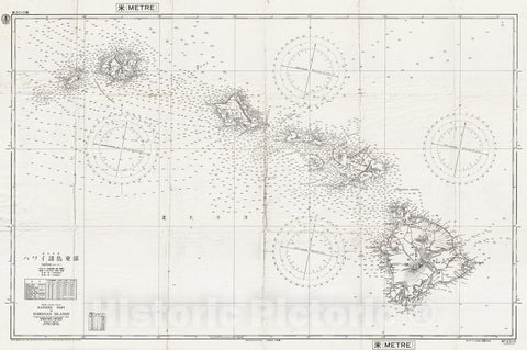 Historic Map : Japanese World War II Chart or Map of Hawaii, 1939, Vintage Wall Art