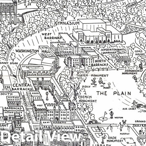 Historic Map : Cumberpatch View or Map of West Point Military Academy, New York, 1944, Vintage Wall Art