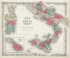 Historic Map : Colton's Map of Southern Italy, Sicily, Sardinia and Malta , 1855, Vintage Wall Art