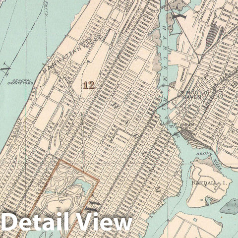 Historic Map : Bien Map of New York City (w Queens & The Bronx), 1895, Vintage Wall Art