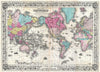 Historic Map : Colton's Map of The World on Mercator's Projection (Pocket Map), 1852, Vintage Wall Art